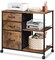3 Drawer Mobile File Cabinet, Rolling Printer Stand with Open Storage Shelf, Fabric Lateral Filing Cabinet fits A4 or Letter Size for Home Office, Rustic Brown Wood Grain Print